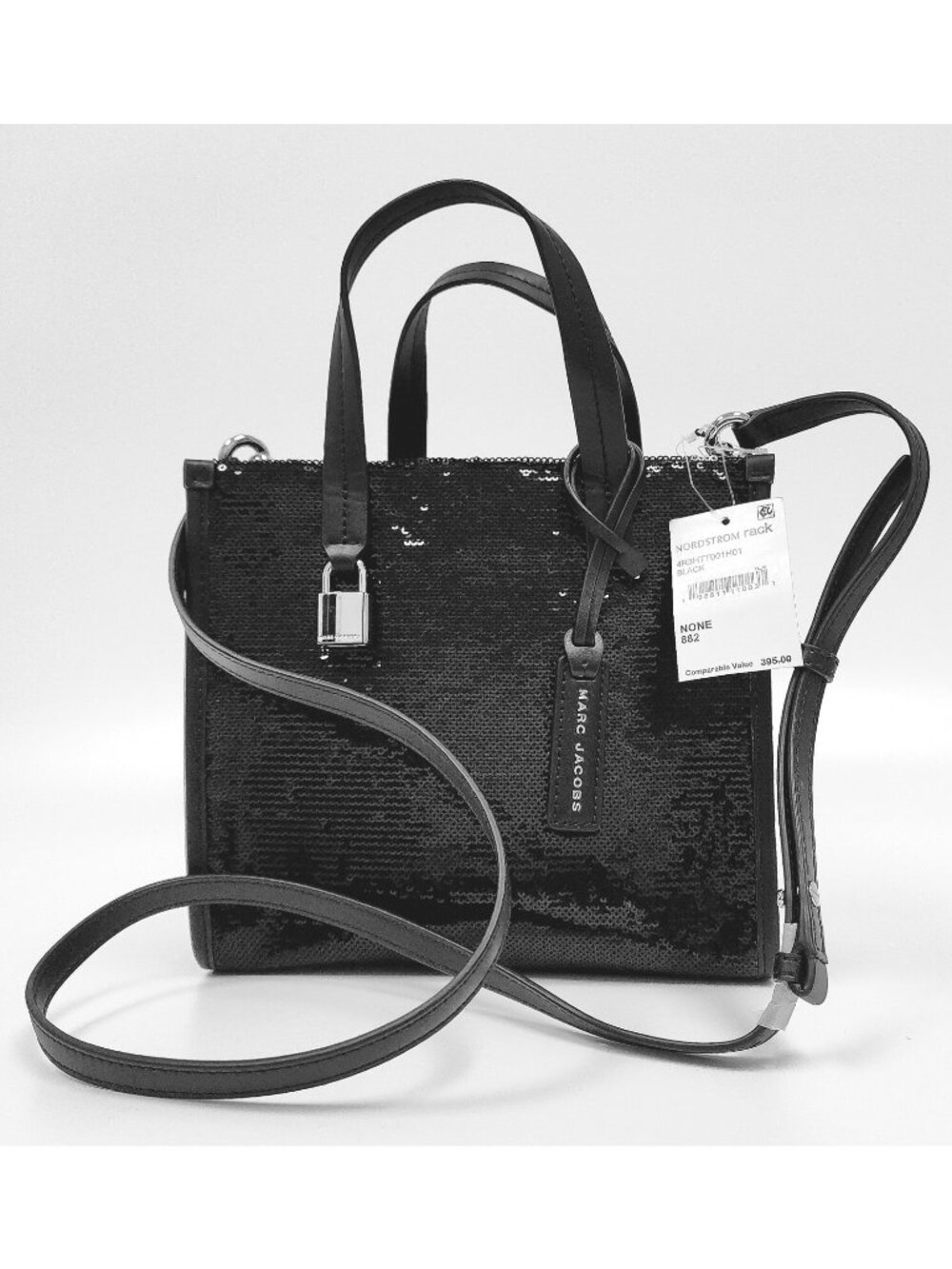 Marc Jacobs Women's Mini Grind Sequin Tote Crossbody Shoulder Bag Purse Black - Picture 5 of 7